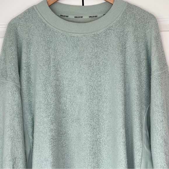 aerie Tops - Aerie Y2K Mint Green Cozy Top with Ribbed Split Sides Crew Neck Women's - Size M